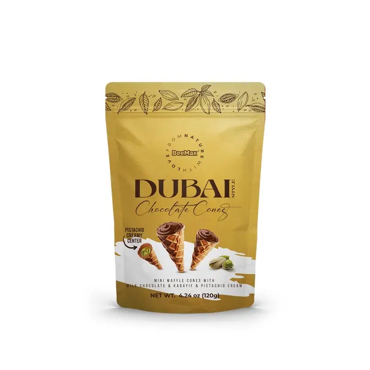 Beemax Dubai Chocolate Cones Trfl W/pstchio 4.24oz