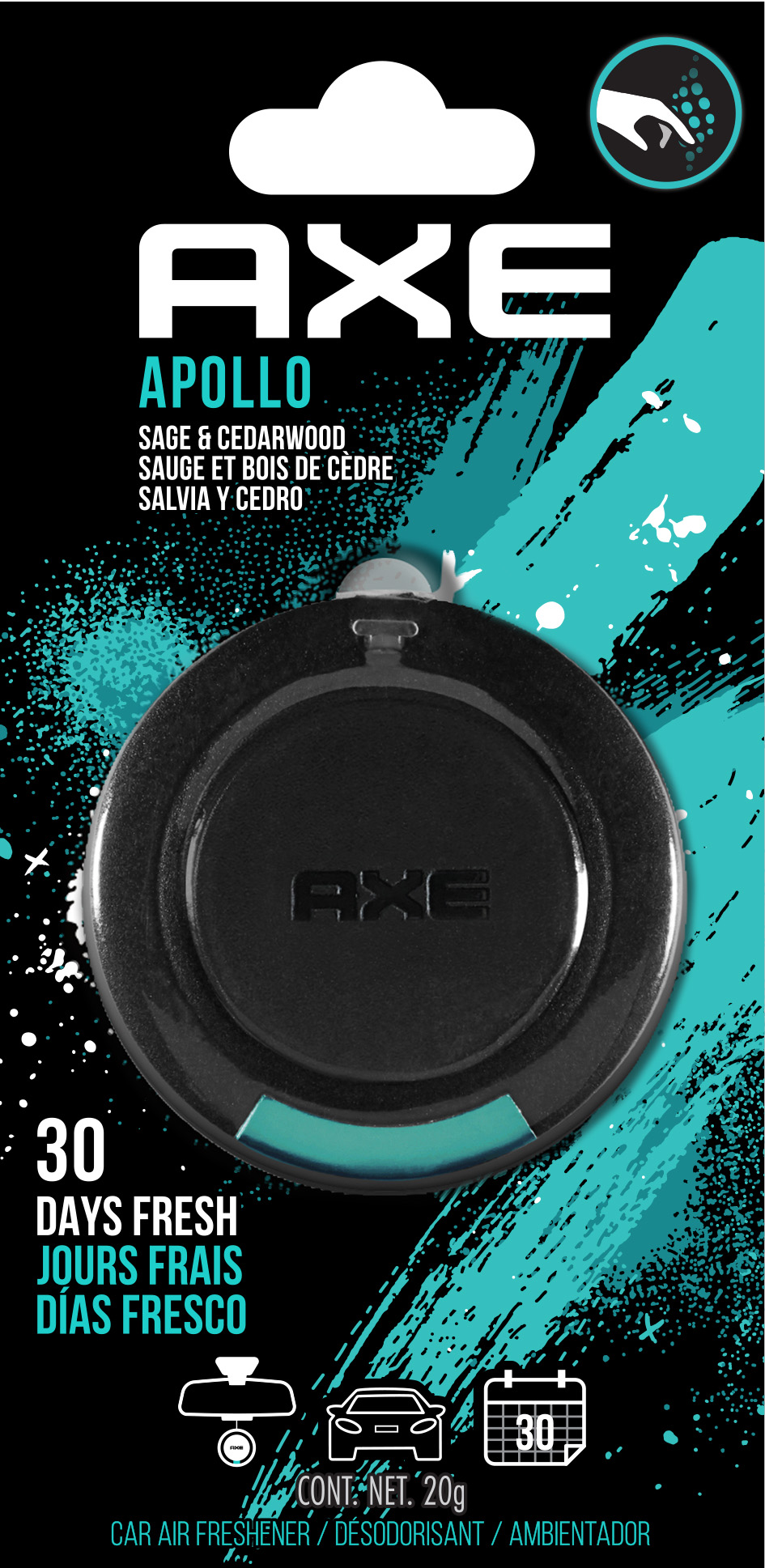 Axe Apollo Hanging Gel Car Air Freshener 1pk