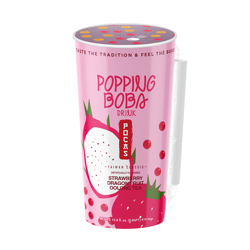 Pocas Popping Boba Strw Dragonfruit Tea 12ct13.8oz