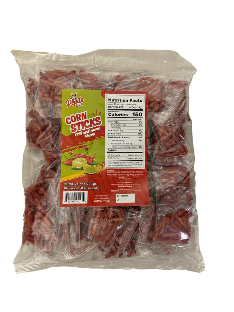 Pepito Usa Corn Sticks Chili Lemon 50ct 0.49oz