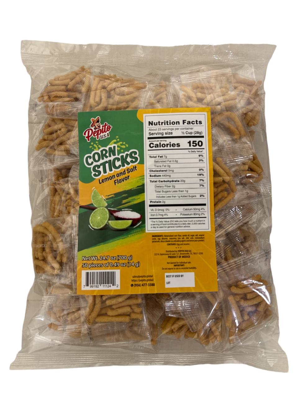 Pepito Usa Corn Sticks Salt Lemon 50ct 0.49oz