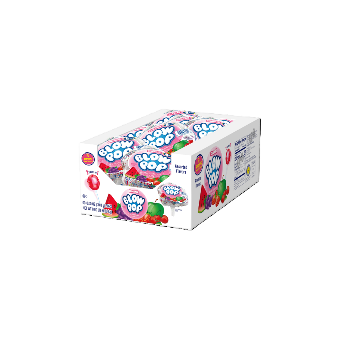 Charms Blow Pop Assorted Filled Lollipops 8pk 12ct