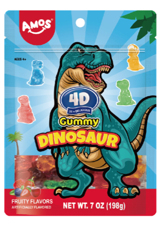 4d Gummy Dinosaurs Peg Sub 7oz 