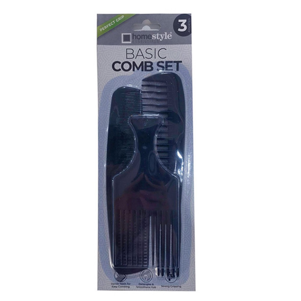 Homestyle Daily Use Comb Set Black 1ct