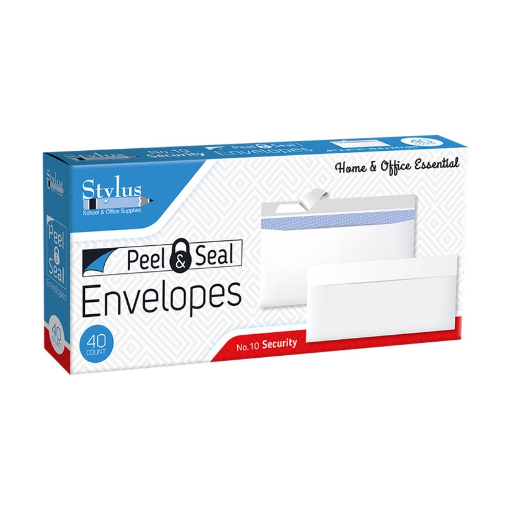 Stylus Peel & Seal White Envelopes #10 40ct