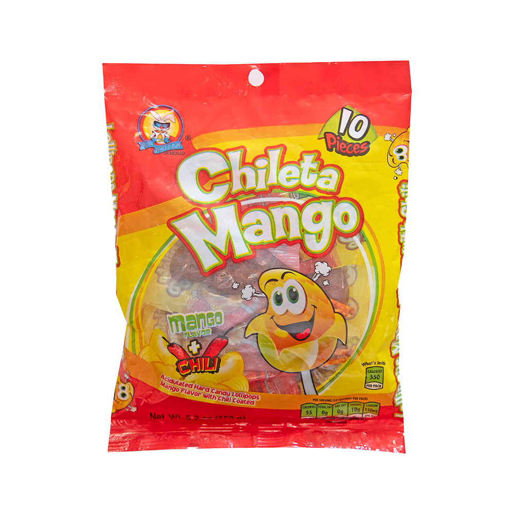 El Azteca Chileta Mango Chili Lollipops 10ct 5.2oz