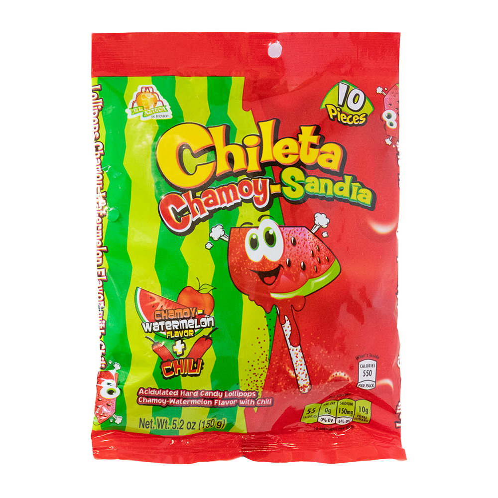 El Azteca Chileta Cham Sandia Lollipops 10ct 5.2oz