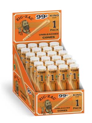 Zig Zag Unbleached Paper Cones King 24/1ct