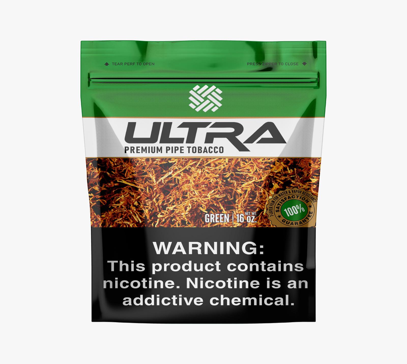 Ultra Pipe Tobacco Green Bag 16oz